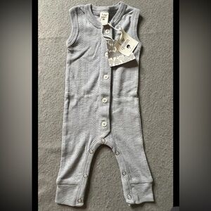 NEW Kate Quinn Pointelle Sleeveless Jumpsuit Unisex 0-3 Month Light Blue Organic